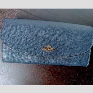 Coach Navy Blue Wallet (Gold Hardware)